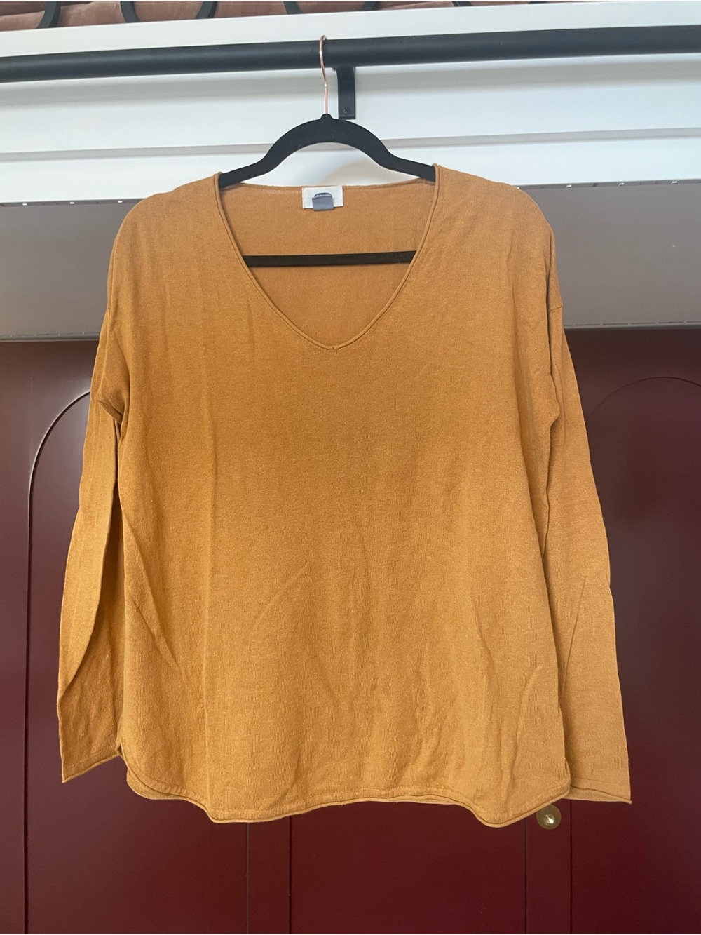 Old Navy Women's V-Neck Long Sleeve Top in Mustard
